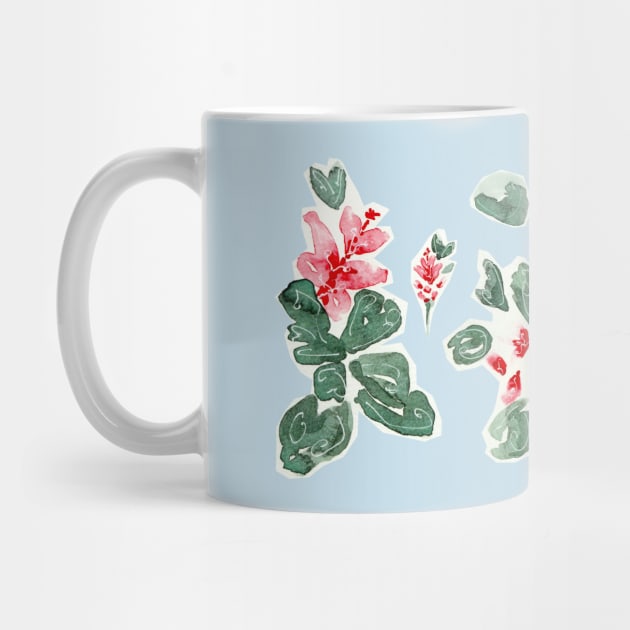 watercolor floral soft red peach color design by Earthy Planty